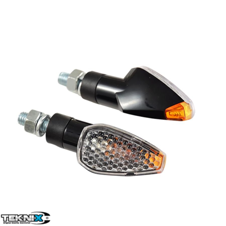 Set semnalizari triunghiulare tip carbon - sticla transparenta - E-Mark (omologate)