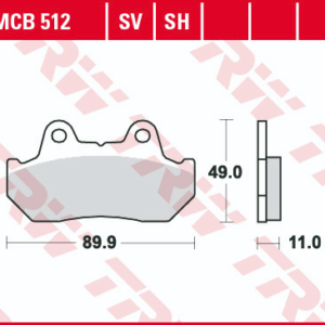 Set placute frana fata TRW MCB512 - Honda CB 400-750-900-1100 - VF 750 Magna - XL 600 - GL 1100-1200 Gold Wing