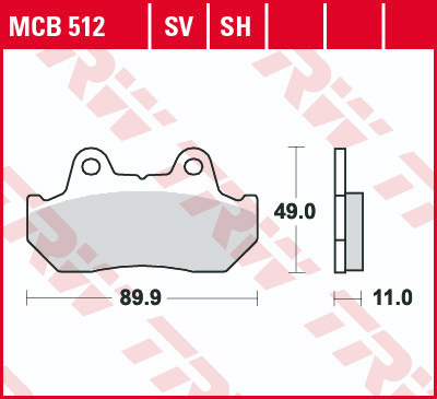 Set placute frana fata TRW MCB512 - Honda CB 400-750-900-1100 - VF 750 Magna - XL 600 - GL 1100-1200 Gold Wing