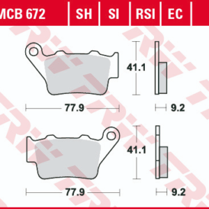 Set placute frana TRW MCB672EC - Aprilia Pegaso 650 - Gas Gas EC 125-300 - Husaberg - Husqvarna WR - TE 125-610 - KTM 125-640