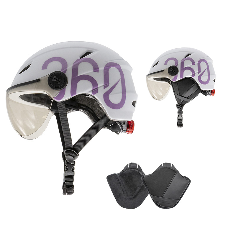 Casca trotineta electrica GLOOB Urban Alb-Violet L, cu insertii detasabile