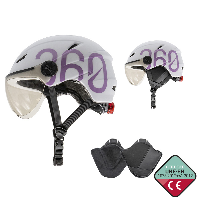Casca trotineta electrica GLOOB Urban Alb-Violet L, cu insertii detasabile