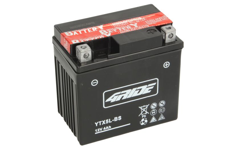 Acumulator AGM/Incarcare uscata cu acid/Pornire (vinzari limitate catre consumatori) 4 RIDE 12V 4,2Ah 70A R+ Fara intretinere electrolit inclus 114x71x106mm Incarcare uscata cu acid YTX5L-BS
