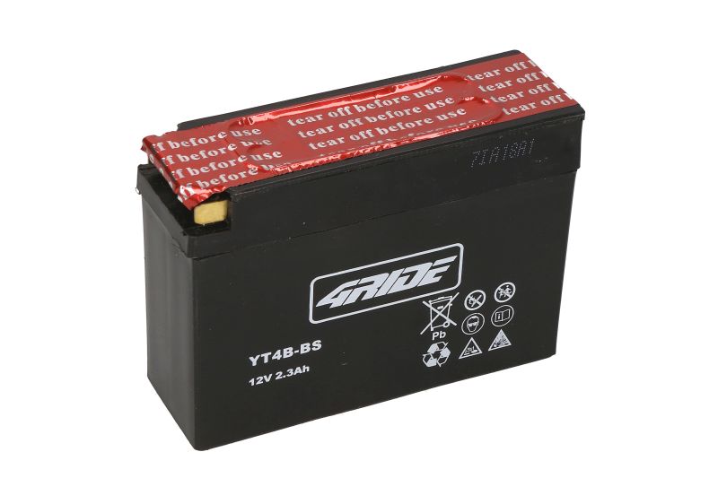 Acumulator AGM/Incarcare uscata cu acid/Pornire (vinzari limitate catre consumatori) 4 RIDE 12V 2,3Ah 40A L+ Fara intretinere electrolit inclus 114x39x86mm Incarcare uscata cu acid YT4B-BS