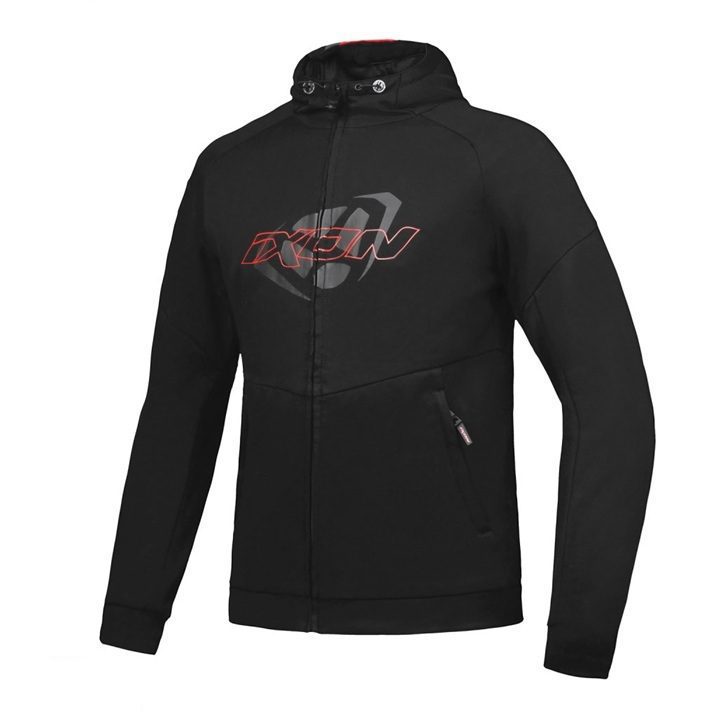 Geaca (hanorac tip hoodie) motociclete barbati Urban Ixon vara model Touchdown culoare: negru/rosu 4XL