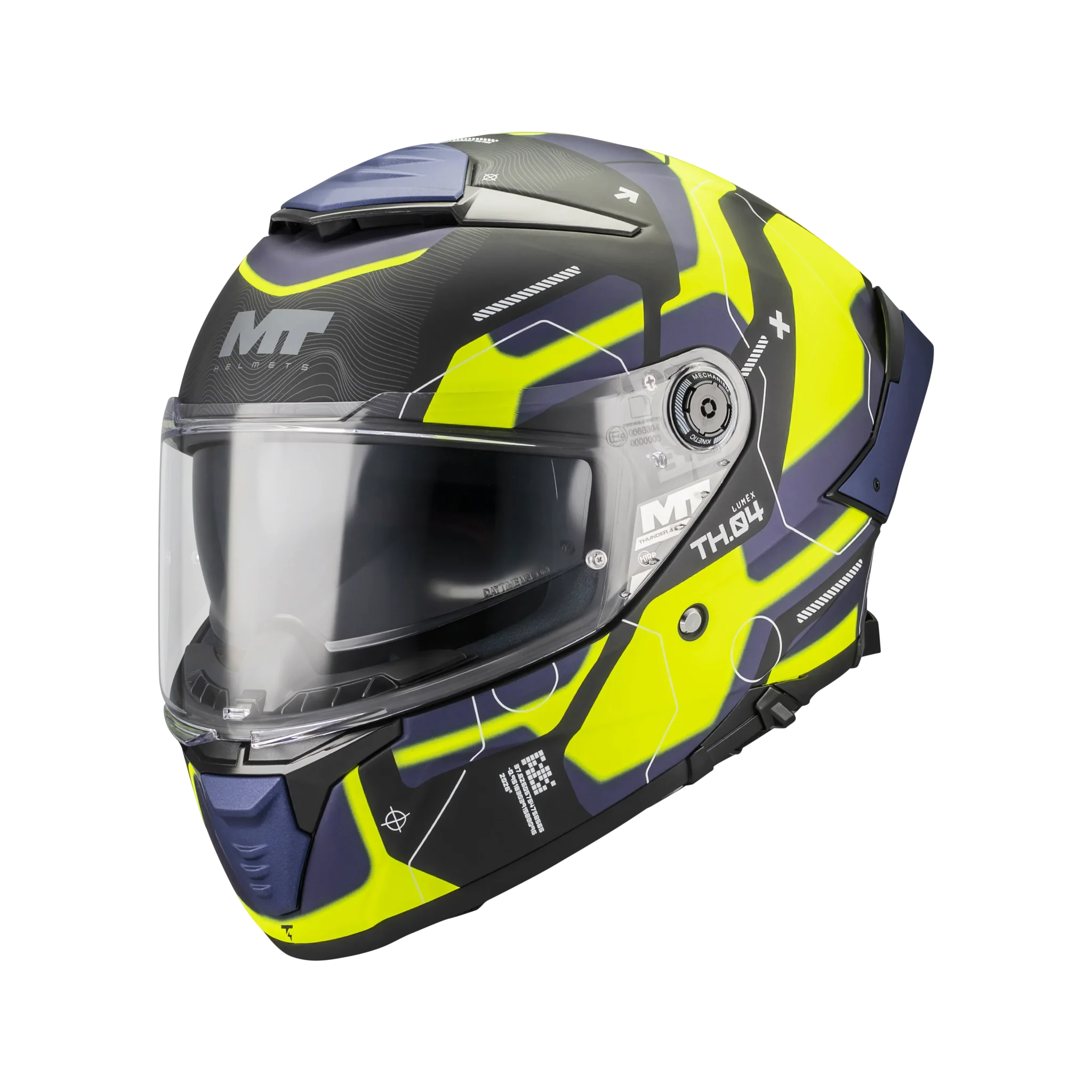 Casca integrala MT Thunder 4 SV Lumex B27 albastru/galben mat (ochelari soare integrati) XL (61/62cm)