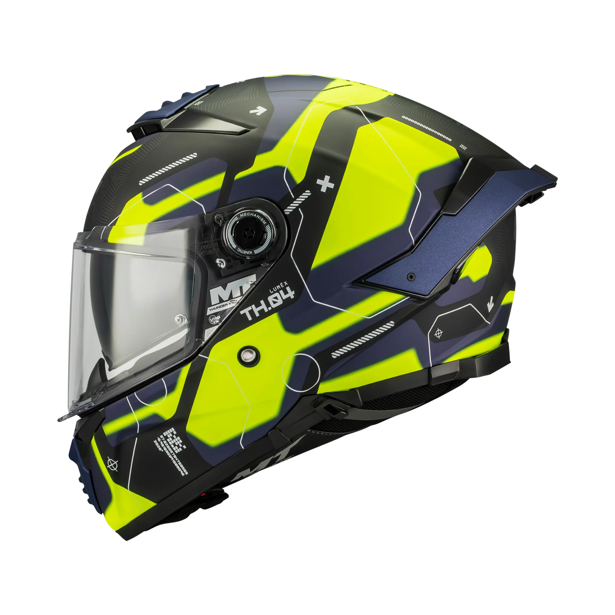 Casca integrala MT Thunder 4 SV Lumex B27 albastru/galben mat (ochelari soare integrati) M (57/58cm)