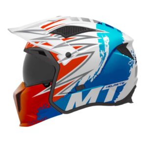 Casca MT Streetfighter SV S Tackle A7 alb lucios (ochelari soare integrati) – masca (protectie) barbie si cozoroc detasabile – omologare noua ECE 22.06 XS (53/54cm)
