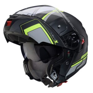 Casca modulabila (flip-up) Caberg model Levo X Elite L6 negru/gri/galben fluor mat Pinlock ready – lentila Pinlock inclusa (fibra de sticla) L (59/60cm)
