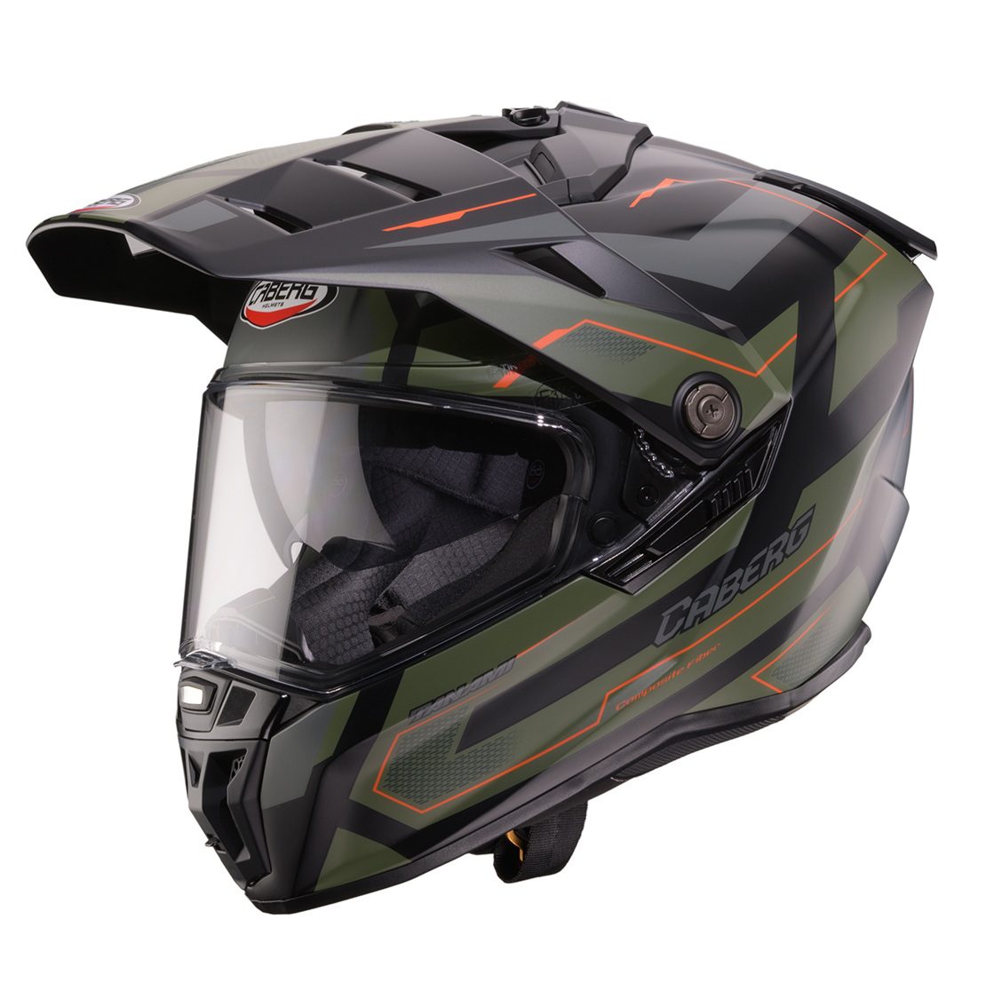 Casca adventure/off road Caberg model Tanami SV Ranger N6 negru/verde military/portocaliu mat Pinlock ready – lentila Pinlock inclusa XL (61/62cm)
