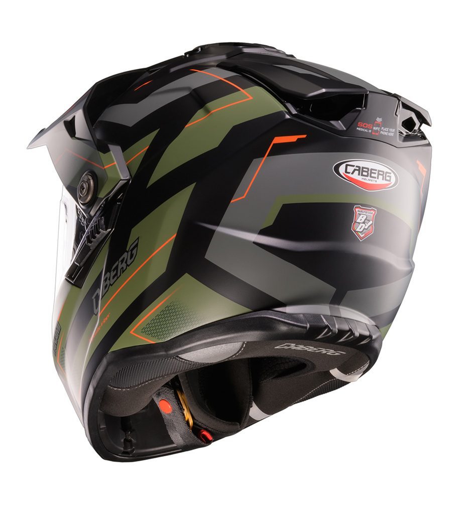 Casca adventure/off road Caberg model Tanami SV Ranger N6 negru/verde military/portocaliu mat Pinlock ready – lentila Pinlock inclusa XL (61/62cm)