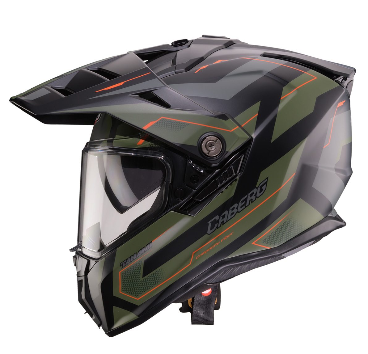 Casca adventure/off road Caberg model Tanami SV Ranger N6 negru/verde military/portocaliu mat Pinlock ready – lentila Pinlock inclusa XXL (63/64cm)