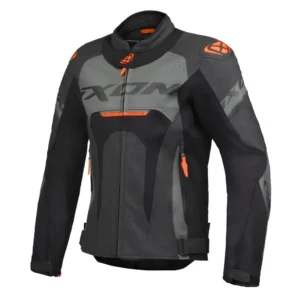 Geaca (jacheta) motociclete barbati piele Racing Ixon vara model Jackal JKT MS culoare: negru/antracit/portocaliu XL