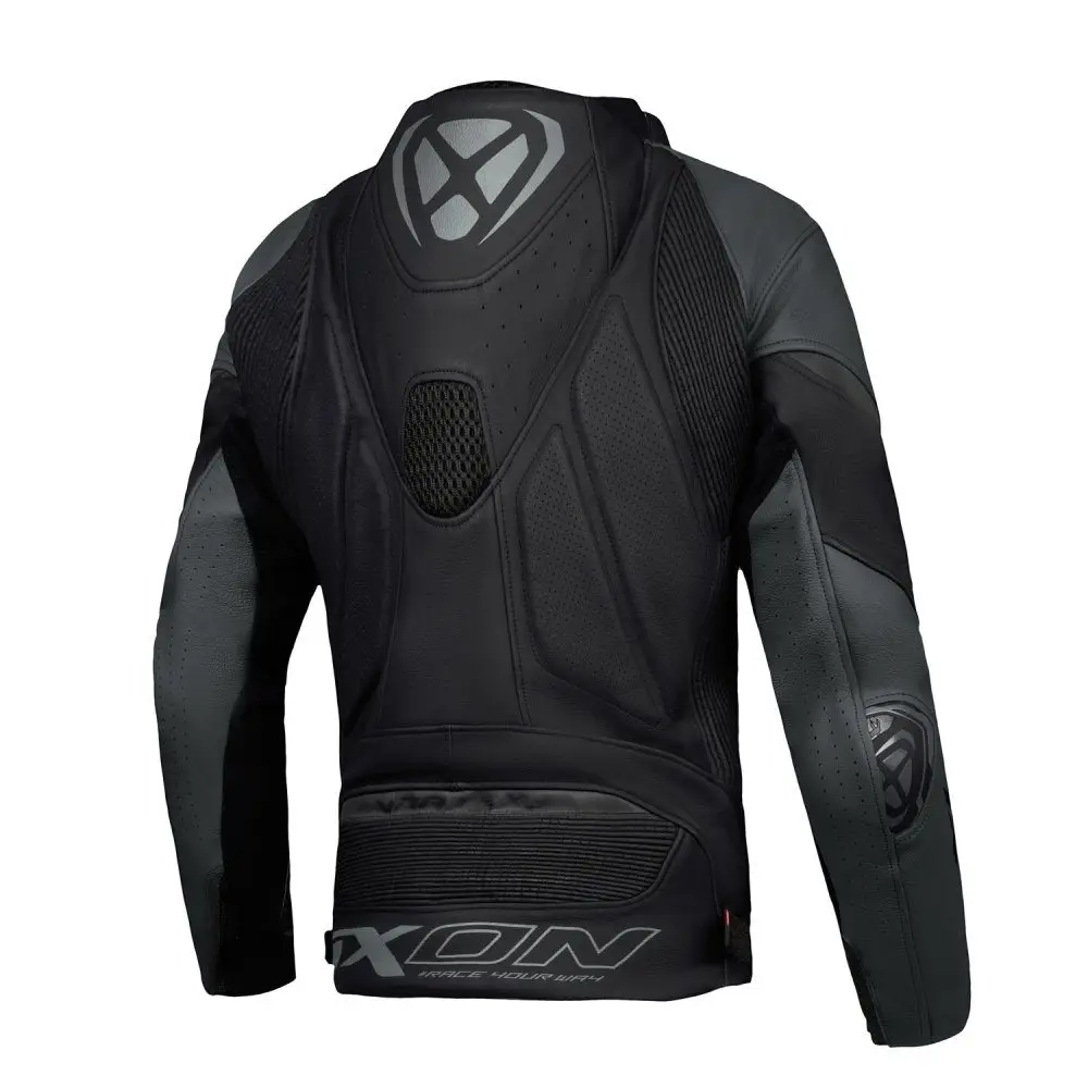 Geaca (jacheta) motociclete barbati piele Racing Ixon vara model Vortex 3 MS culoare: negru