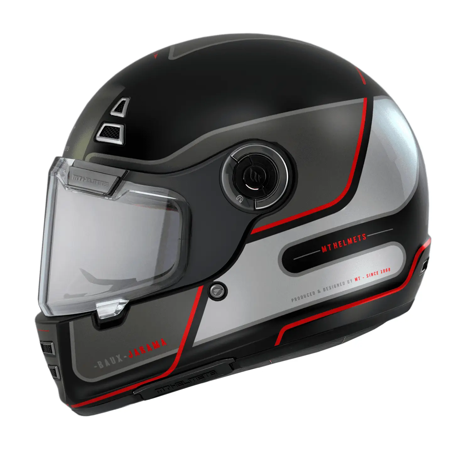 Casca integrala MT Jarama Baux E15 rosu fluor mat – model Retro – Cafe Racer Rosu mat XS (53/54cm)