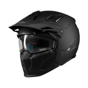 Casca MT Streetfighter SV S Pure A1 negru mat (ochelari soare integrati) – masca (protectie) barbie si cozoroc detasabile – omologare noua ECE 22.06 XS (53/54cm)