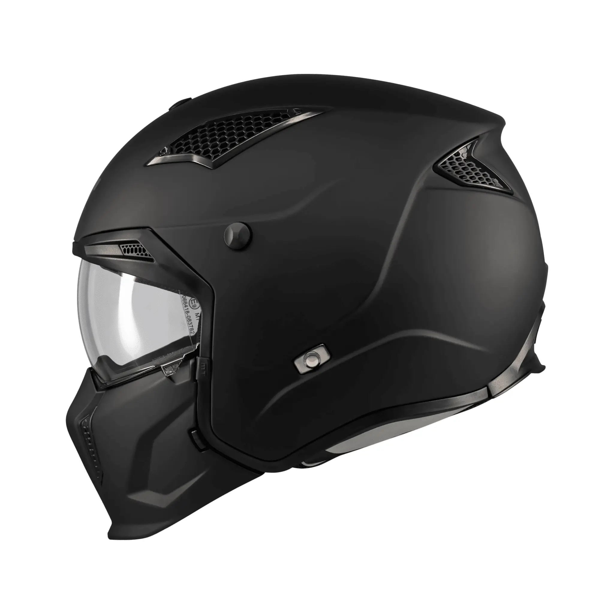 Casca MT Streetfighter SV S Pure A1 negru mat (ochelari soare integrati) – masca (protectie) barbie si cozoroc detasabile – omologare noua ECE 22.06 M (57/58cm)