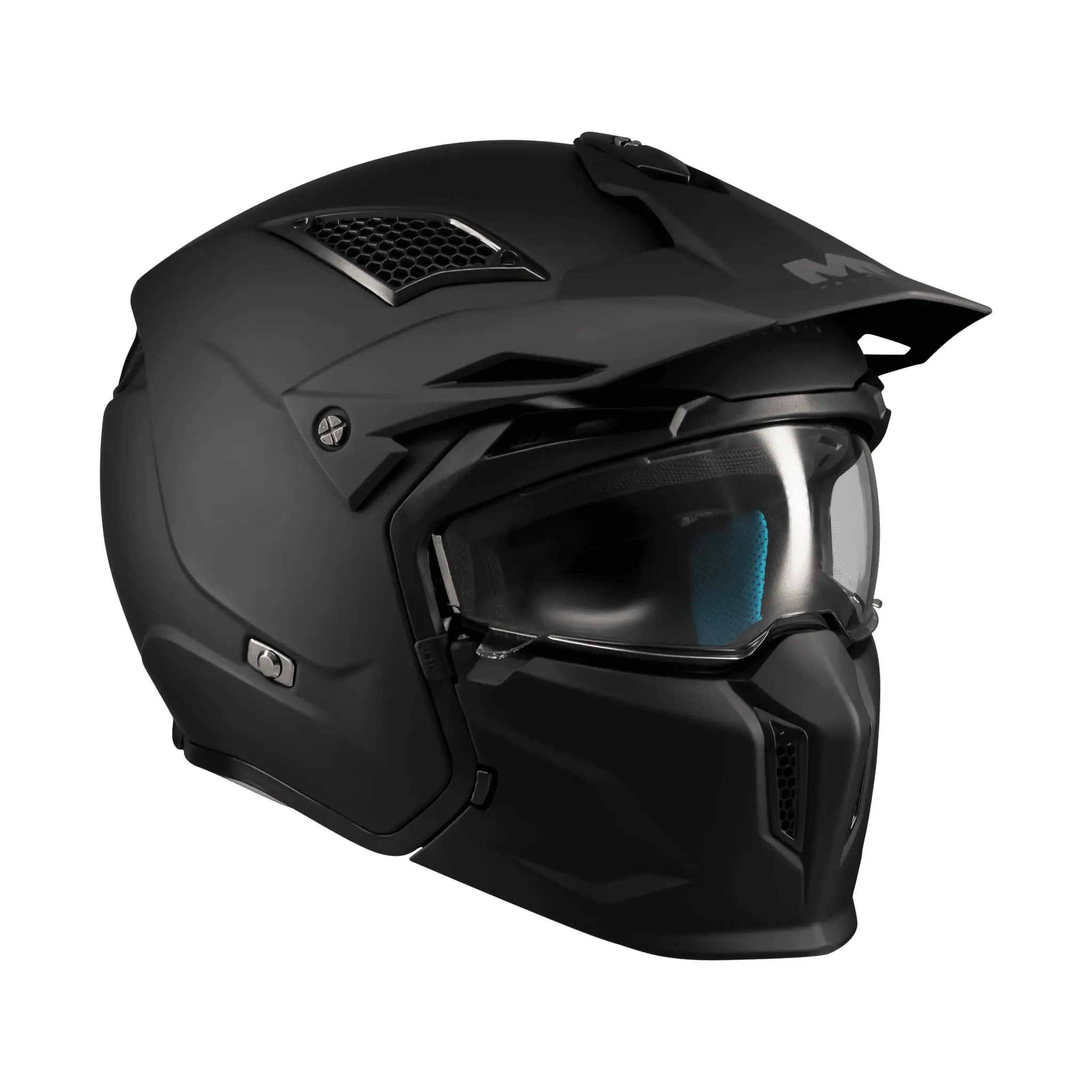 Casca MT Streetfighter SV S Pure A1 negru mat (ochelari soare integrati) – masca (protectie) barbie si cozoroc detasabile – omologare noua ECE 22.06 XL (61/62cm)