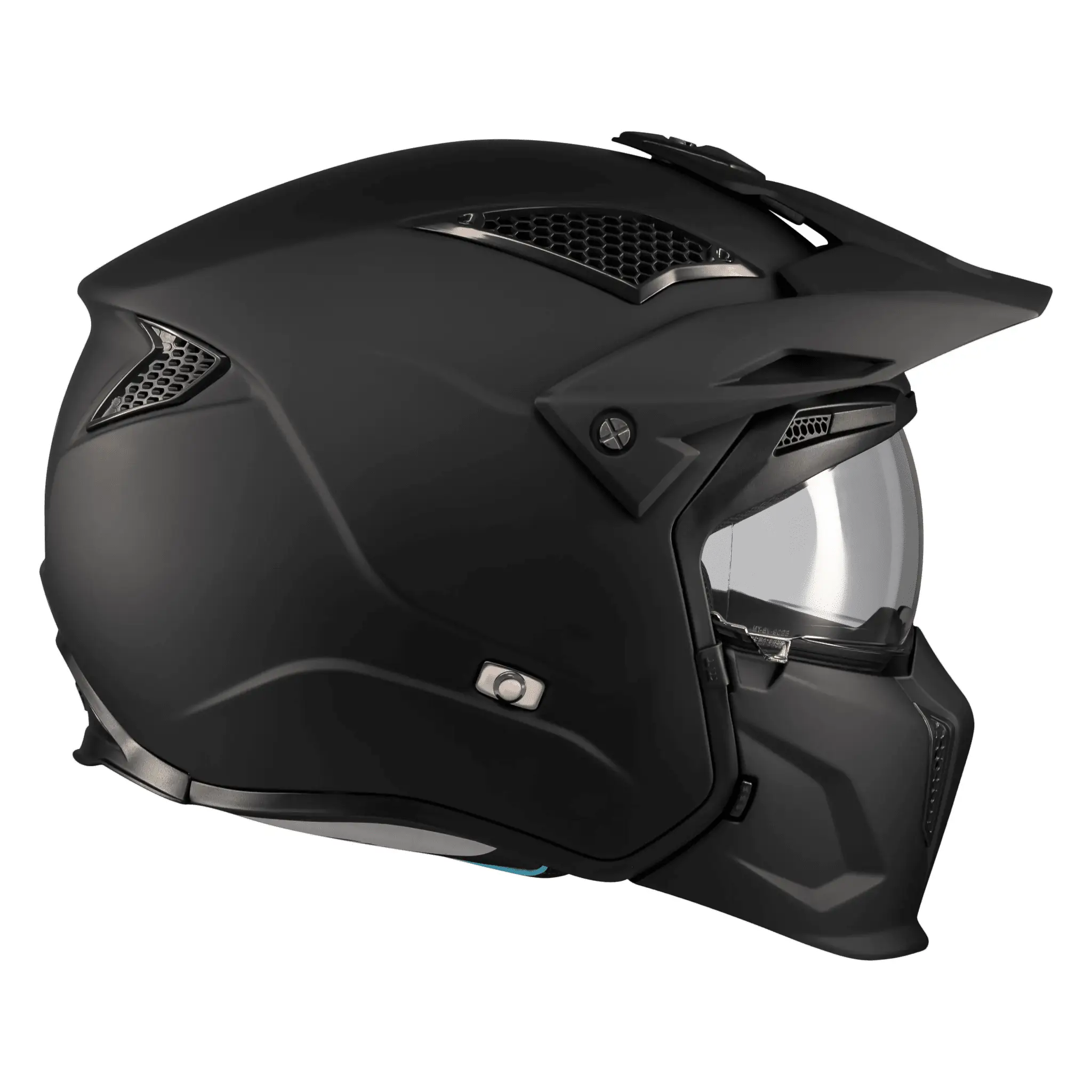 Casca MT Streetfighter SV S Pure A1 negru mat (ochelari soare integrati) – masca (protectie) barbie si cozoroc detasabile – omologare noua ECE 22.06 L (59/60cm)