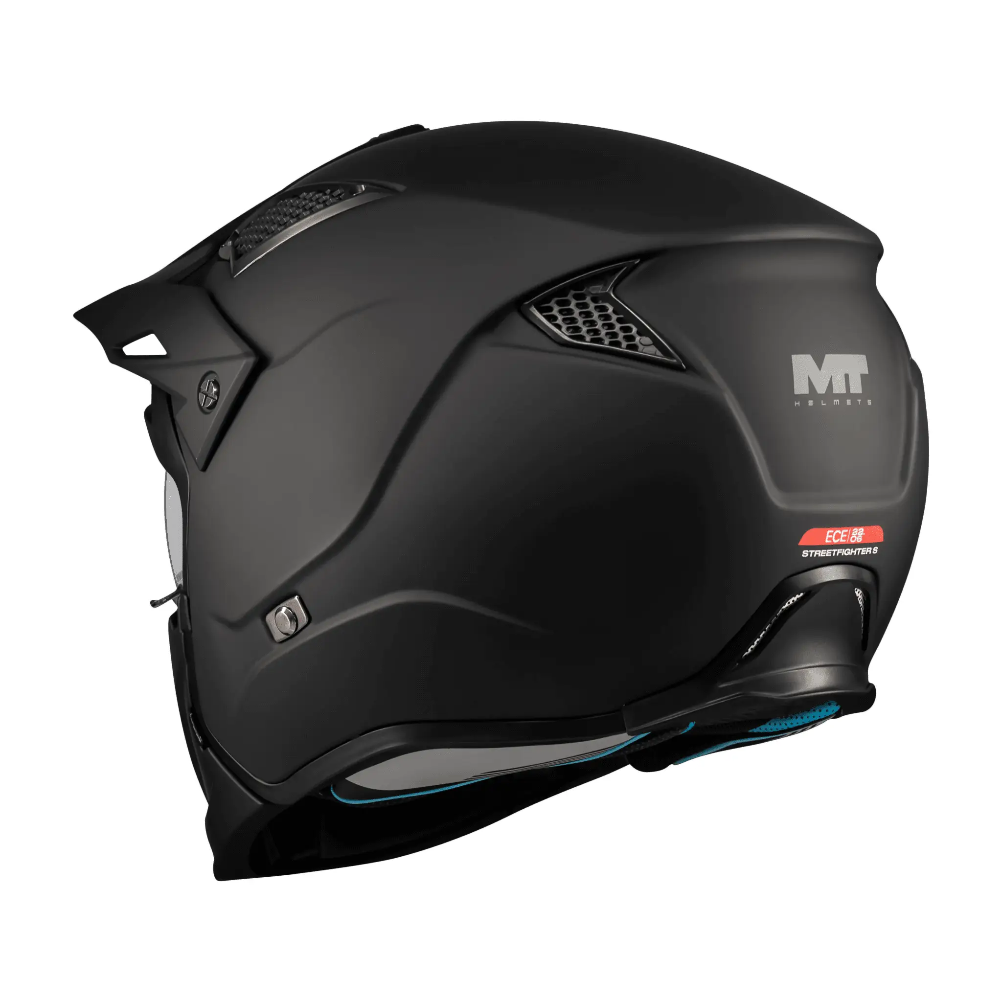 Casca MT Streetfighter SV S Pure A1 negru mat (ochelari soare integrati) – masca (protectie) barbie si cozoroc detasabile – omologare noua ECE 22.06 S (55/56cm)