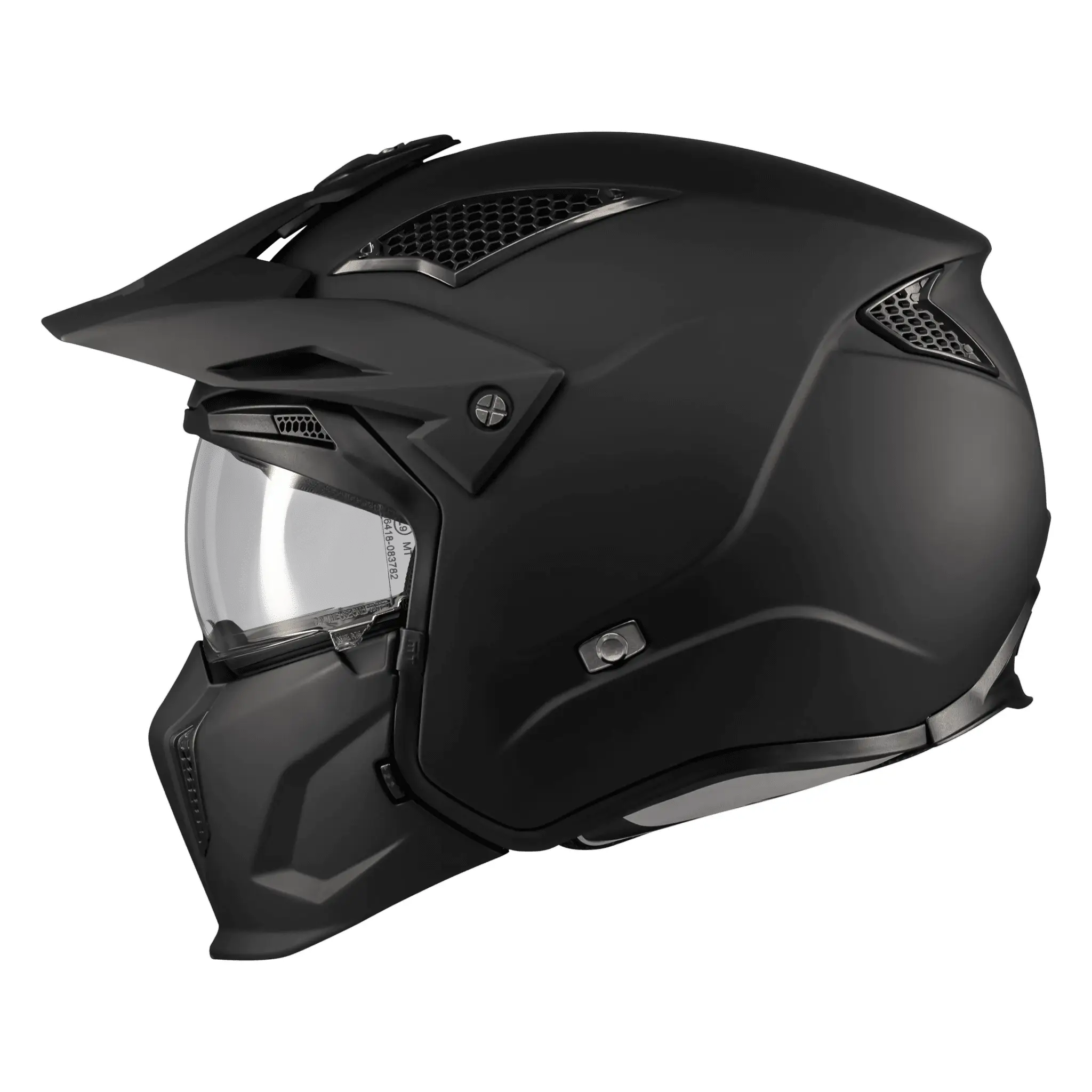Casca MT Streetfighter SV S Pure A1 negru mat (ochelari soare integrati) – masca (protectie) barbie si cozoroc detasabile – omologare noua ECE 22.06 XL (61/62cm)