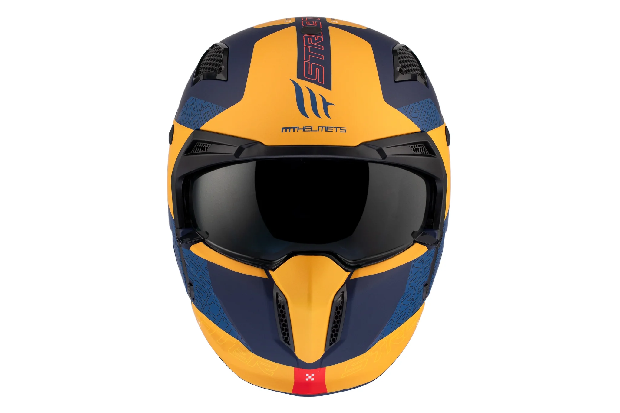 Casca MT Streetfighter SV S Totem C3 galben mat (ochelari soare integrati) – masca (protectie) barbie si cozoroc detasabile – omologare noua ECE 22.06 XS (53/54cm)
