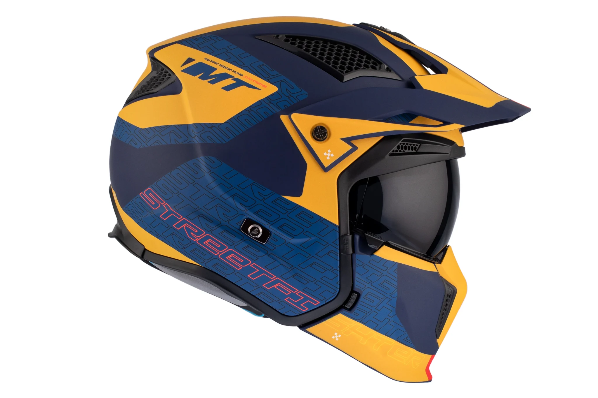 Casca MT Streetfighter SV S Totem C3 galben mat (ochelari soare integrati) – masca (protectie) barbie si cozoroc detasabile – omologare noua ECE 22.06 L (59/60cm)