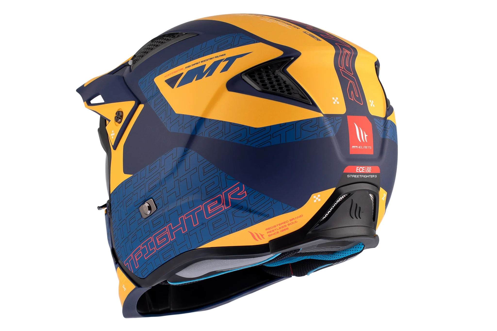 Casca MT Streetfighter SV S Totem C3 galben mat (ochelari soare integrati) – masca (protectie) barbie si cozoroc detasabile – omologare noua ECE 22.06 XS (53/54cm)