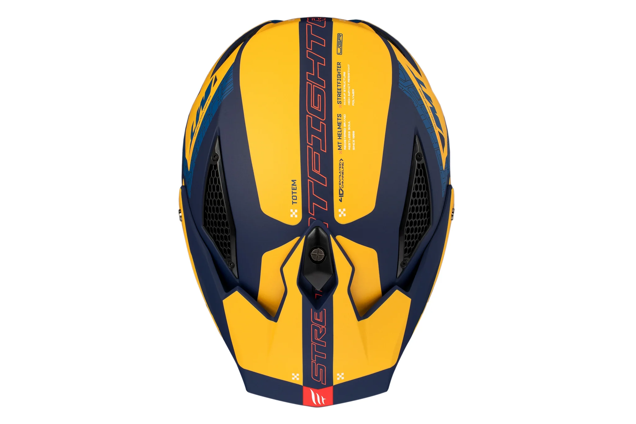 Casca MT Streetfighter SV S Totem C3 galben mat (ochelari soare integrati) – masca (protectie) barbie si cozoroc detasabile – omologare noua ECE 22.06 XS (53/54cm)