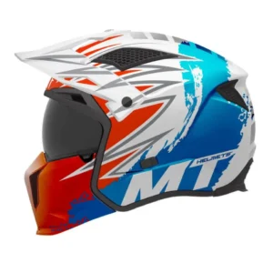 Casca MT Streetfighter SV S Tackle A7 alb lucios (ochelari soare integrati) – masca (protectie) barbie si cozoroc detasabile – omologare noua ECE 22.06 L (59/60cm)