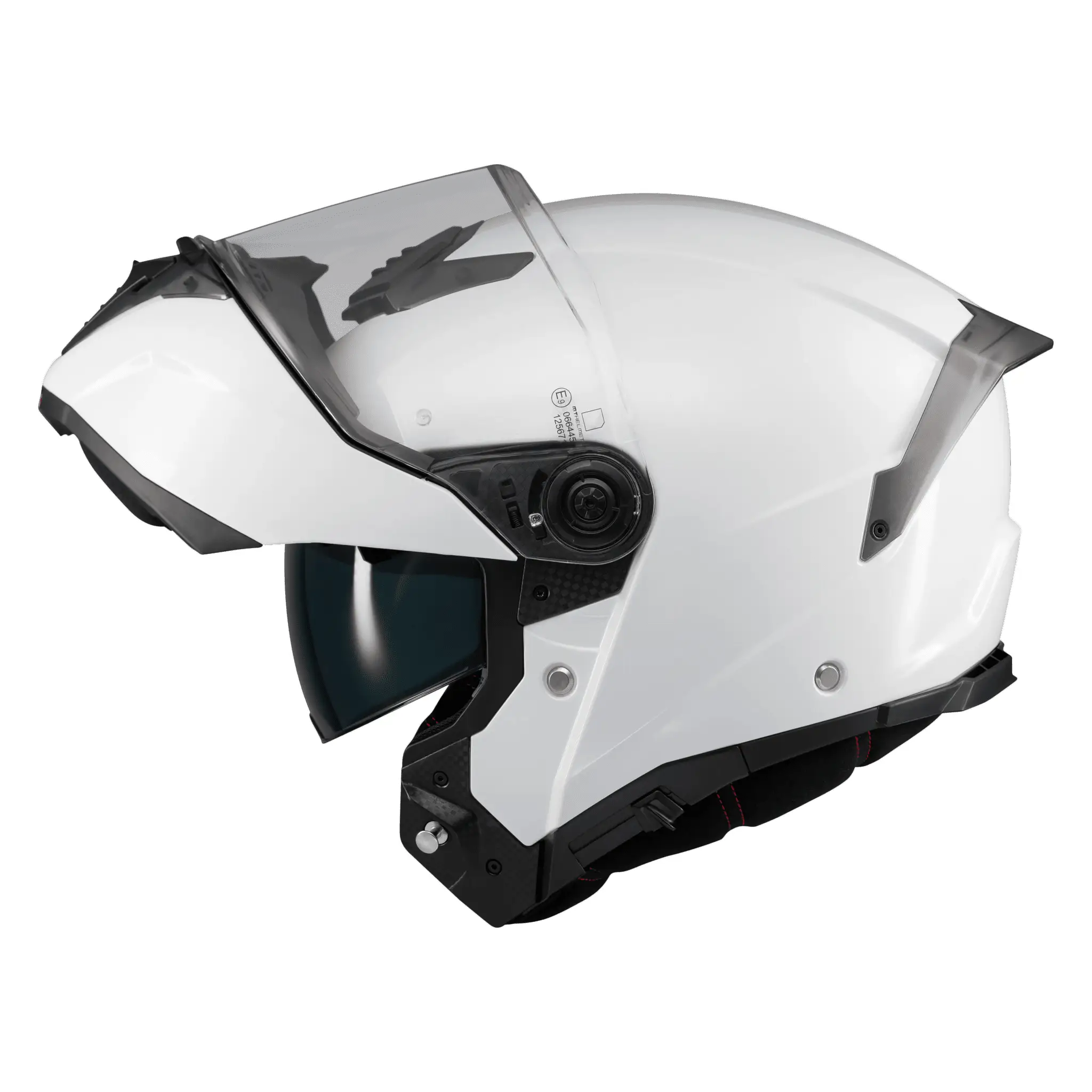 Casca modulabila MT Atom 2 SV Pure A0 alb lucios (ochelari soare integrati) + lentila antiaburire Pinlock 70 cadou – tip viziera: MT-V-35 XL (61/62cm)