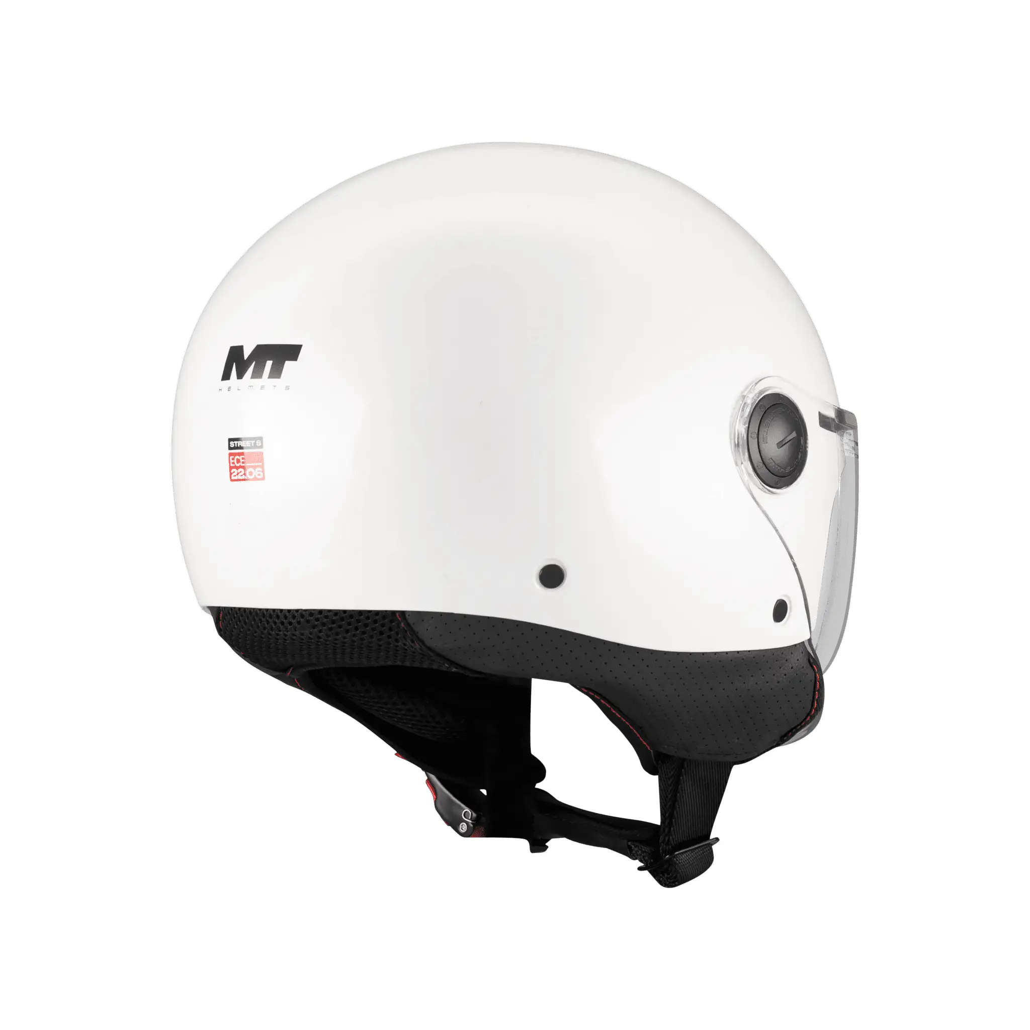 Casca open face motociclete MT Street S Pure A0 alb lucios – omologare noua ECE 22.06 – tip viziera: MT-V-15B L (59/60cm)