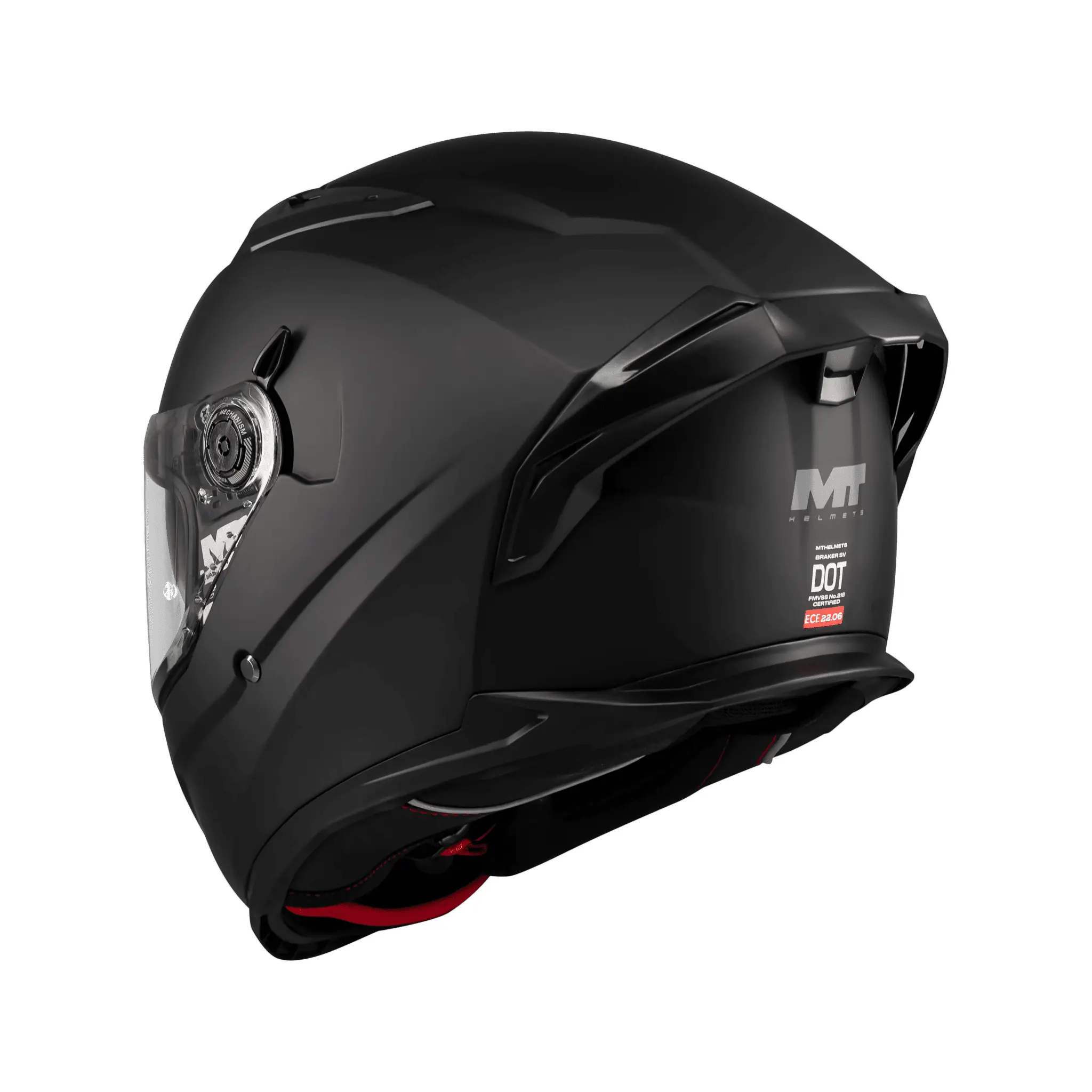 Casca integrala MT Braker SV Pure A1 negru mat (ochelari soare integrati) – tip viziera: MT-V-28B – DKS435 – punctaj maxim SHARP Test – 5 stele XS (53/54cm)