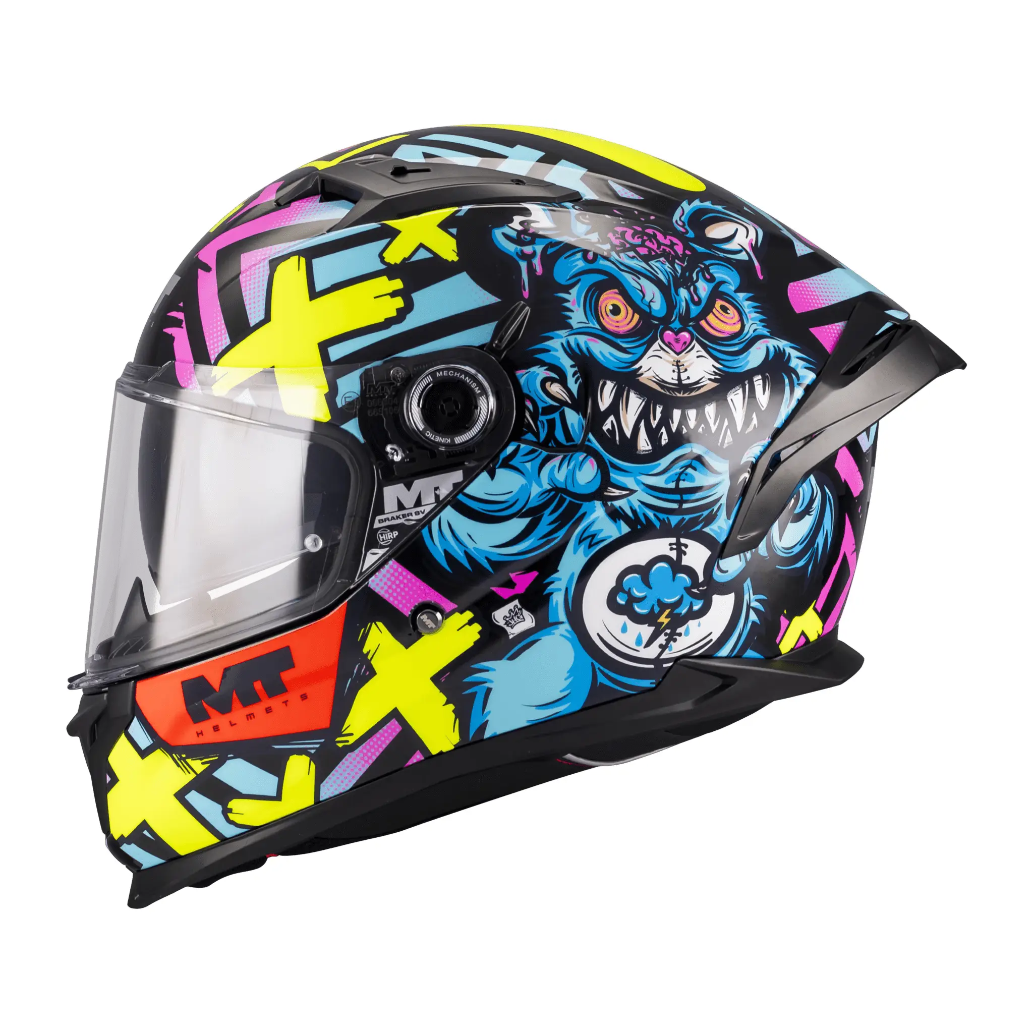 Casca integrala MT Braker SV Crazy Teddy B7 (ochelari soare integrati) – tip viziera: MT-V-28B – DKS435 – punctaj maxim SHARP Test – 5 stele S (55/56cm)