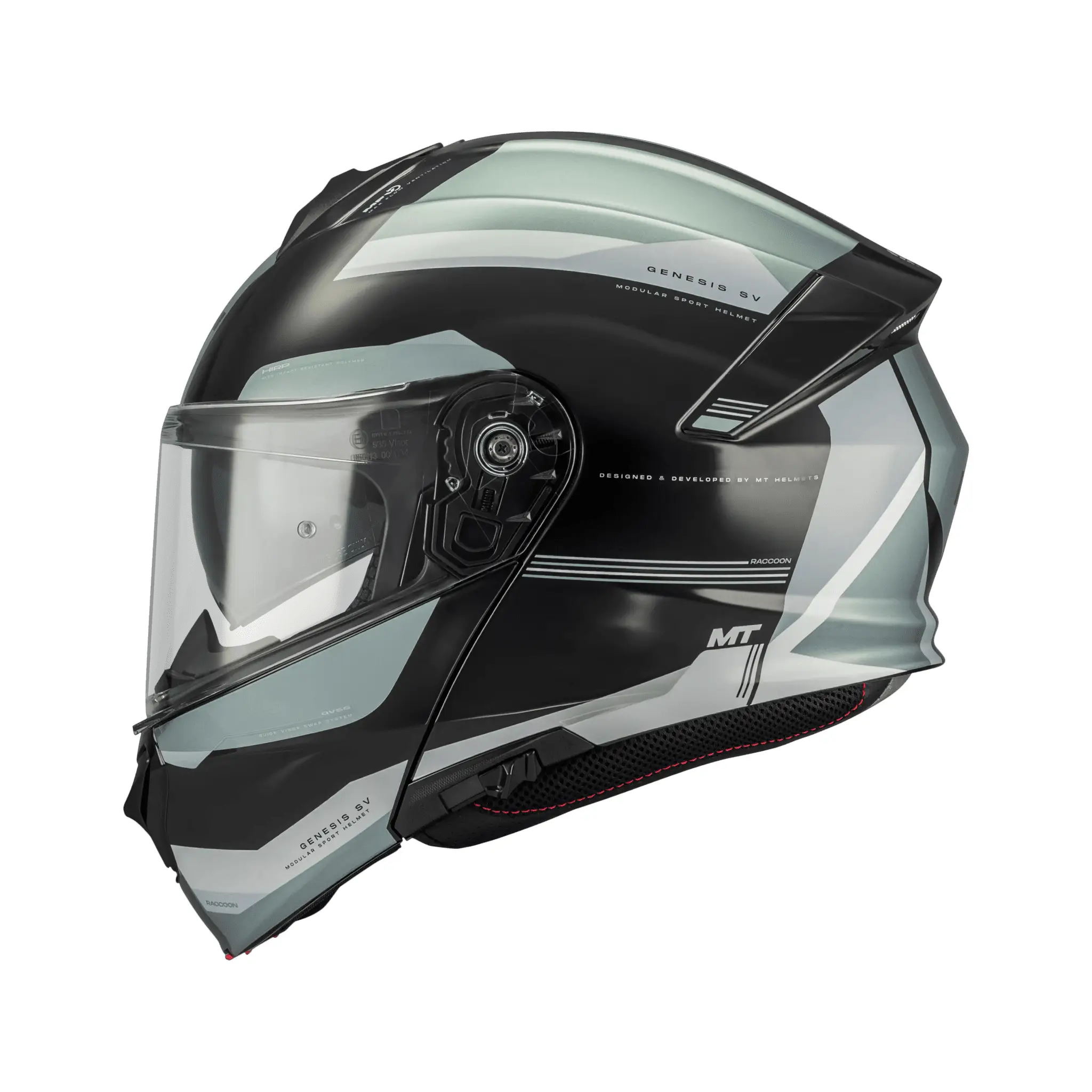 Casca modulabila MT Genesis SV Raccoon B12 verde lucios Pinlock ready – omologare noua ECE 22.06 – tip viziera: MT-V-25 XL (61/62cm)