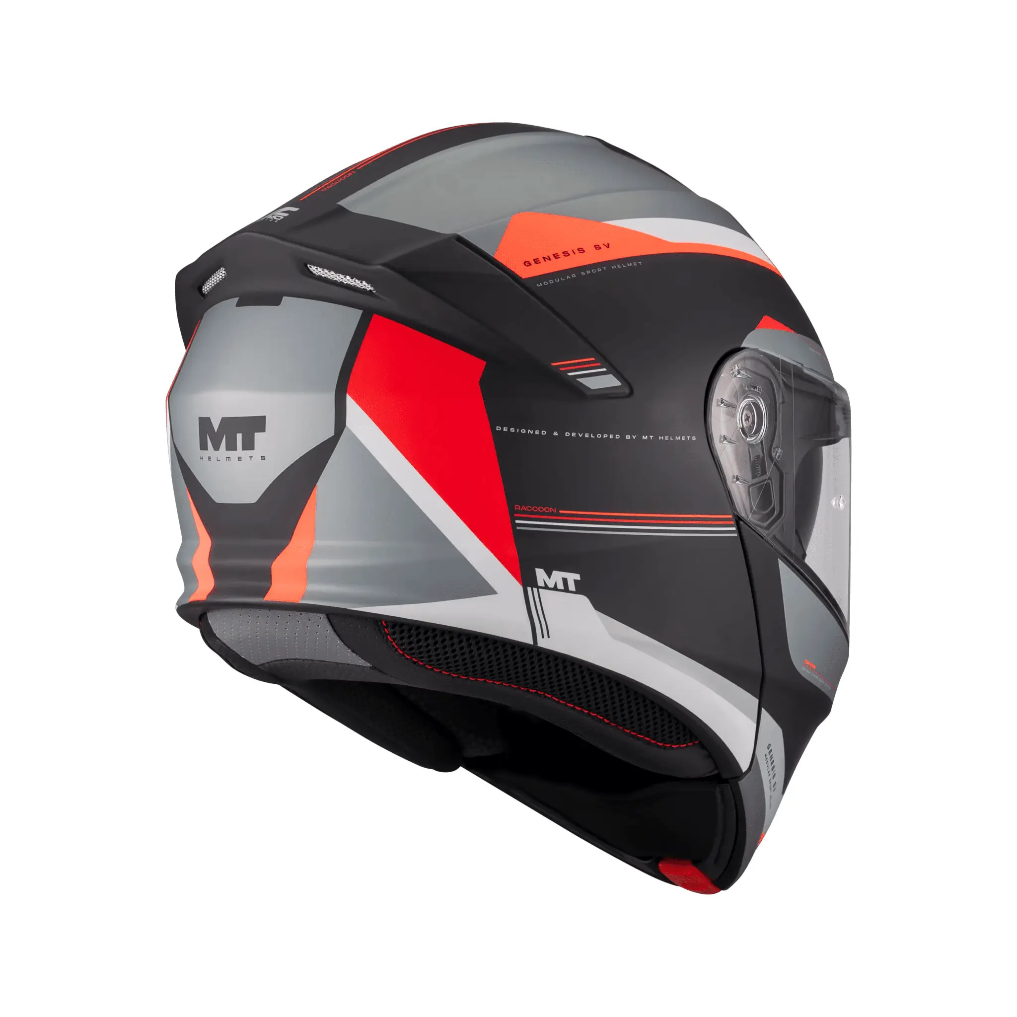 Casca modulabila MT Genesis SV Raccoon B5 rosu mat Pinlock ready – omologare noua ECE 22.06 – tip viziera: MT-V-25 L (59/60cm)