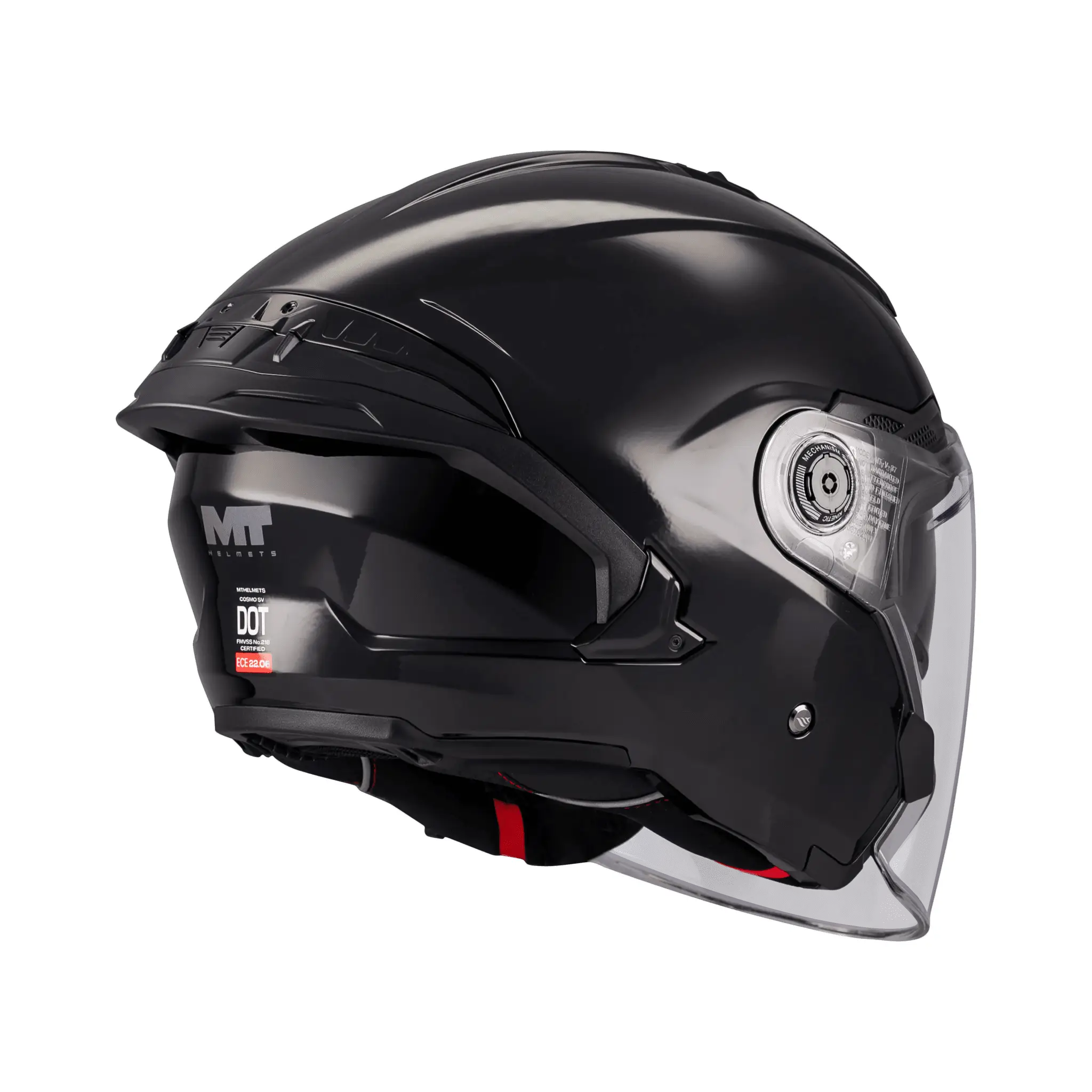 Casca open face motociclete MT Cosmo SV Pure A1 negru lucios (ochelari soare integrati) – tip viziera: MT-V-37 XL (61/62cm)