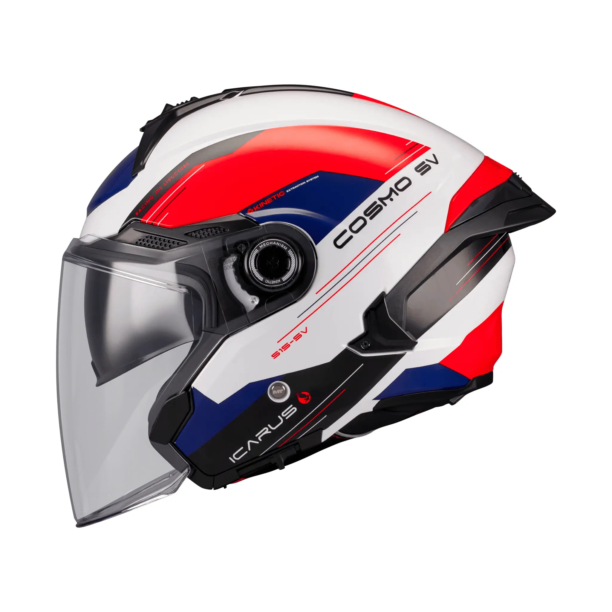 Casca open face motociclete MT Cosmo SV Icarus A5 rosu lucios (ochelari soare integrati) – tip viziera: MT-V-37 XS (53/54cm)