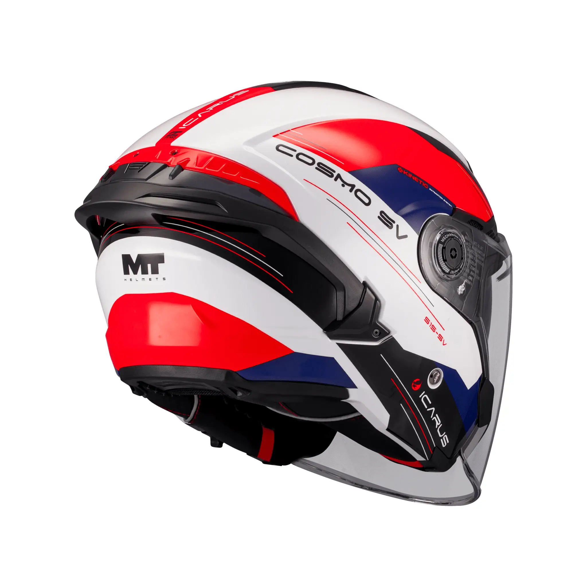 Casca open face motociclete MT Cosmo SV Icarus A5 rosu lucios (ochelari soare integrati) – tip viziera: MT-V-37 S (55/56cm)