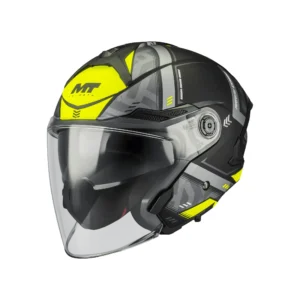 Casca open face motociclete MT Cosmo SV Arrow B3 galben fluor mat (ochelari soare integrati) – tip viziera: MT-V-37 XS (53/54cm)