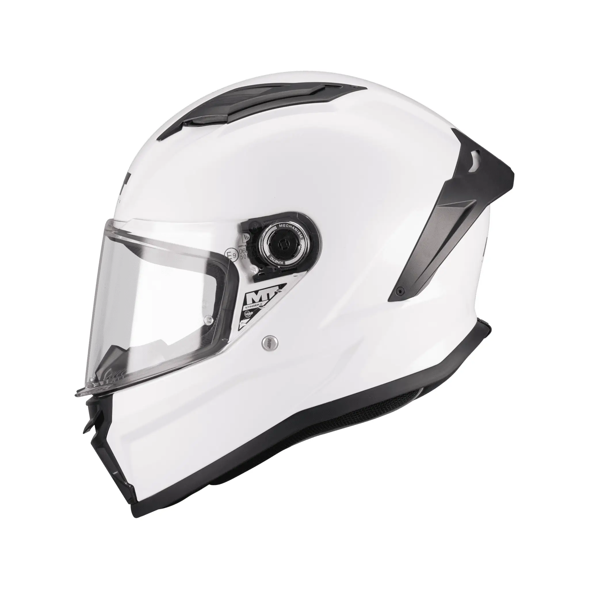 Casca integrala MT Stinger 2 Kids Pure A0 alb lucios – tip viziera: MT-V-28B – casca de copii S kids (49/50cm)