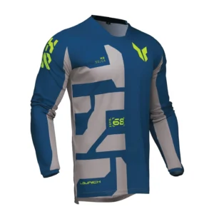 Tricou (bluza) cross-enduro Thor model Launchmode Forge culoare: albastru/gri/galben fluor