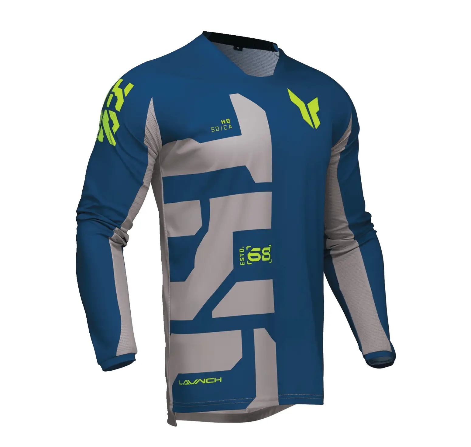 Tricou (bluza) cross-enduro Thor model Launchmode Forge culoare: albastru/gri/galben fluor