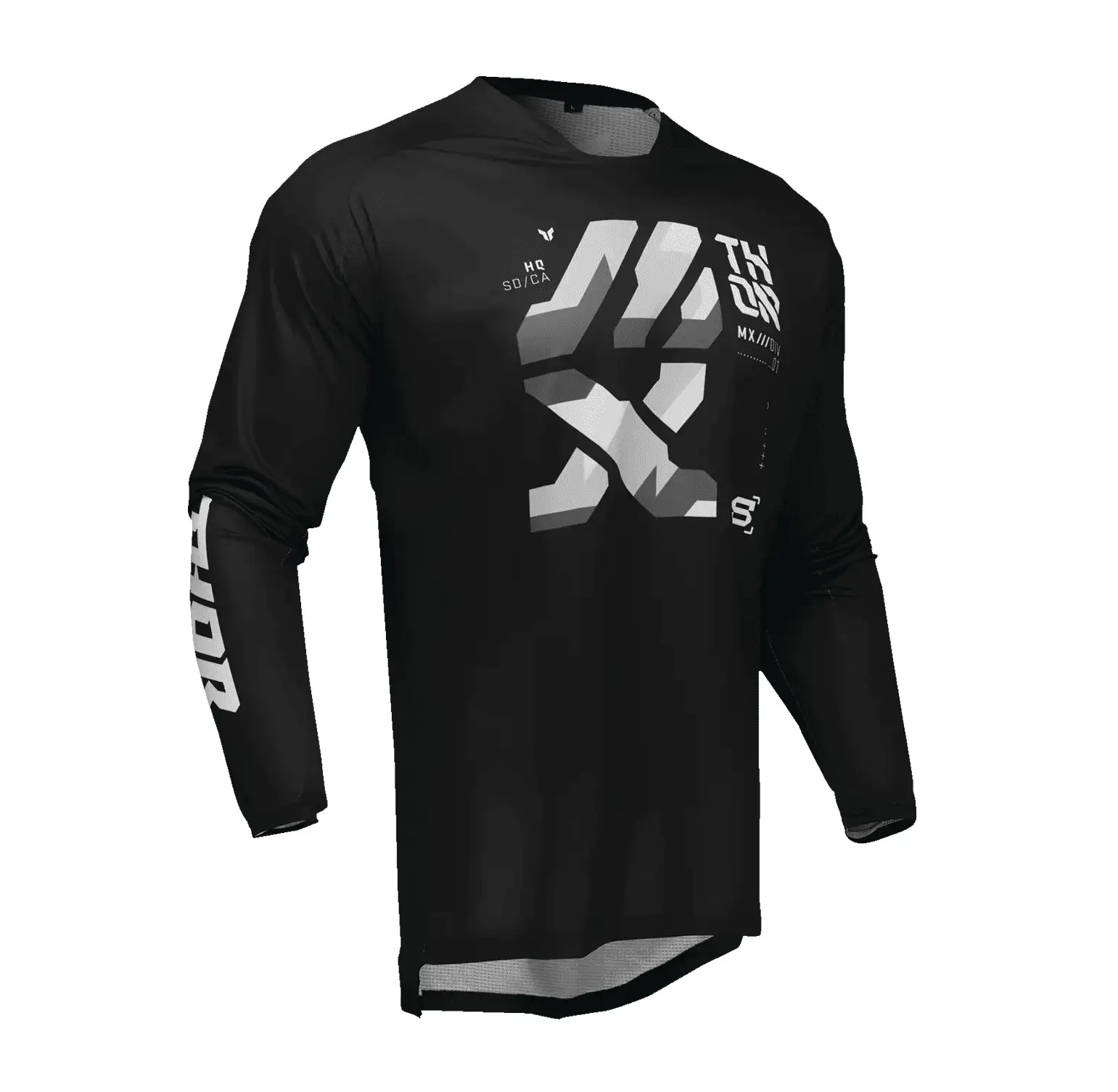 Tricou (bluza) cross-enduro Thor model Launchmode Forge culoare: negru/alb/gri