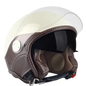 Casca open face (demi-jet) Max Helmets model DJDV06 LS Vision SV (ochelari soare integrati) culoare: crem lucios/negru (PLM) – 100% MADE IN ITALY Crem lucios/maro S (55/56cm)