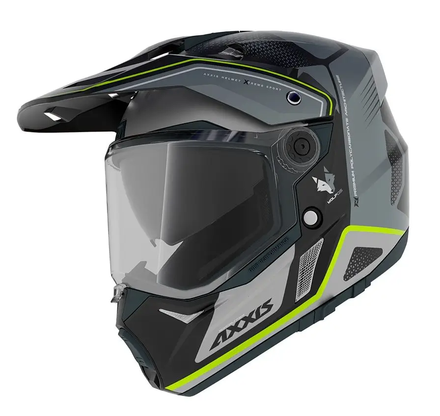 Casca adventure/touring/off road Axxis model Wolf DS Roadrunner B2 gri lucios – tip viziera: MT-V-20 XL (61/62cm)