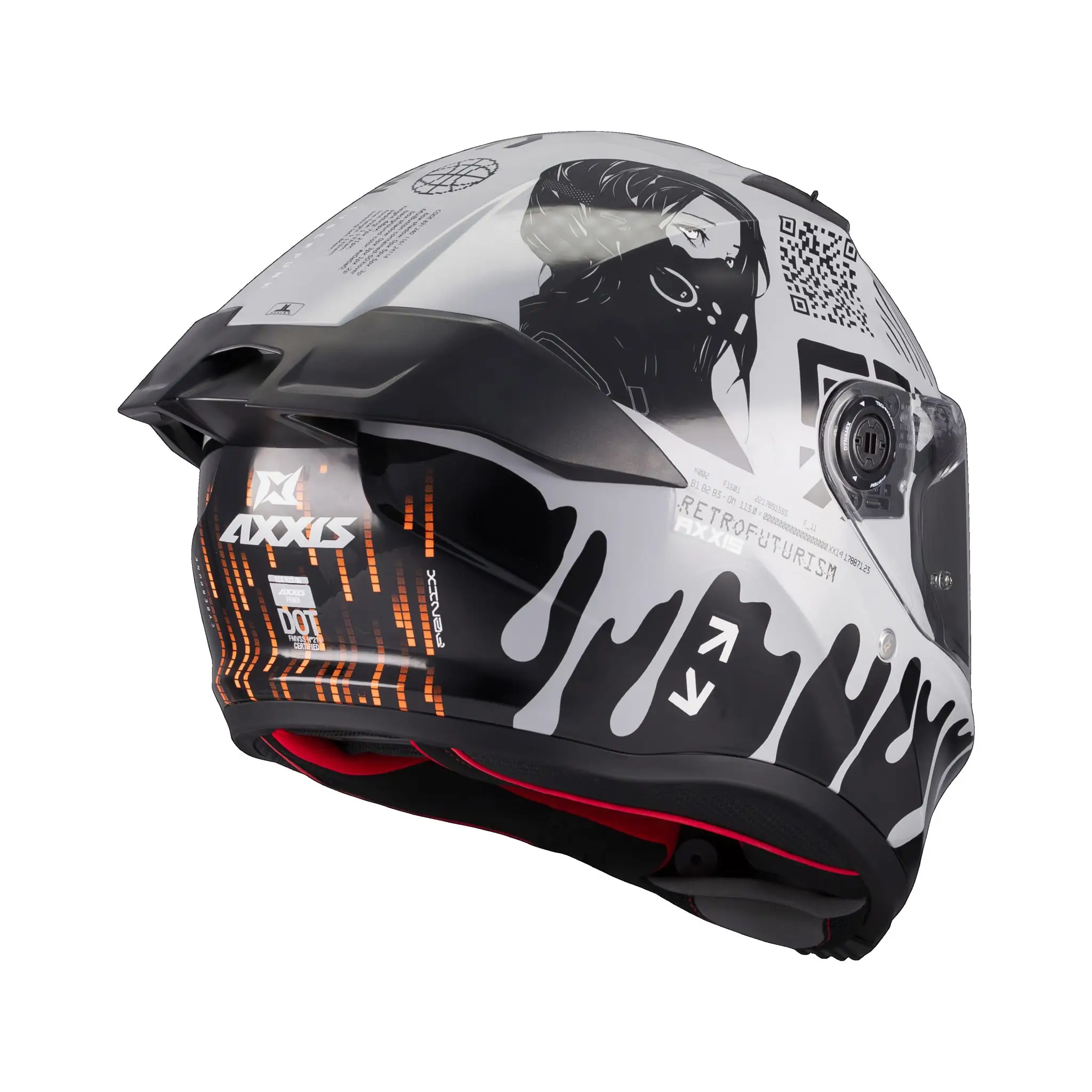 Casca integrala Axxis Fenix Cyberpunk C4 alb lucios – tip viziera: MT-V-31B – DKS429 M (57/58cm)
