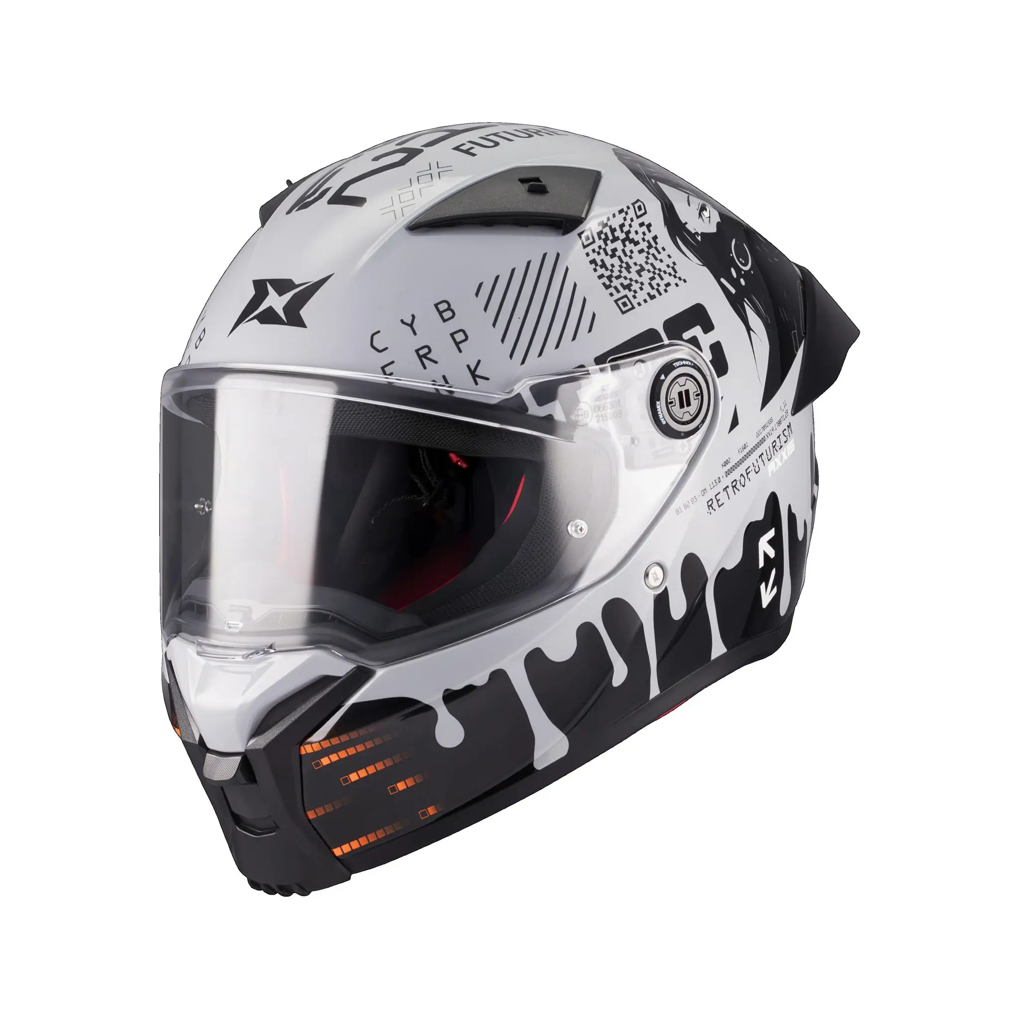 Casca integrala Axxis Fenix Cyberpunk C4 alb lucios – tip viziera: MT-V-31B – DKS429 XL (61/62cm)
