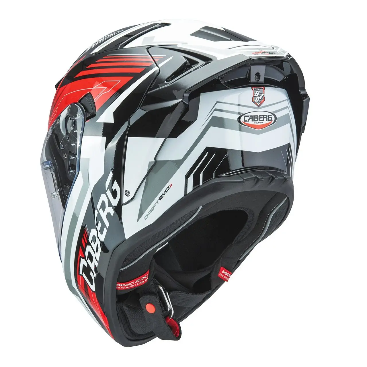 Casca integrala Caberg model Drift Evo II SV Jarama G0 negru/alb/rosu lucios Pinlock ready – lentila Pinlock inclusa XS (53/54cm)