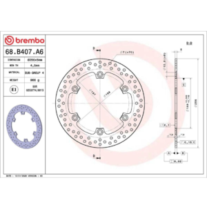 Disc frana fata-spate Brembo 68B407A6 - Honda NSS 125 Forza - SH 300 i - ADV 350 - NSS 350 Forza - XL 1000 Varadero